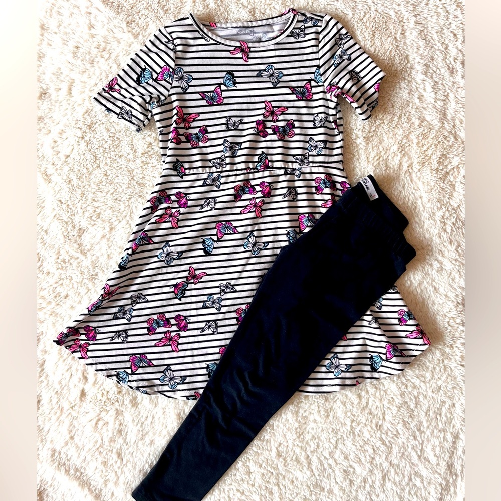 Squeeze Butterfly Dress & Epic Threads Leggings Sz 4/5